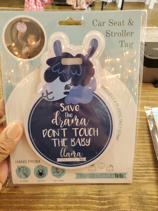 Blue Llama No Touching Car Seat and Stroller Tag