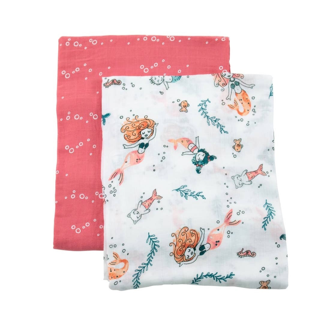 Mermaid & Bubbles Oh-So-Soft muslin swaddle blankets