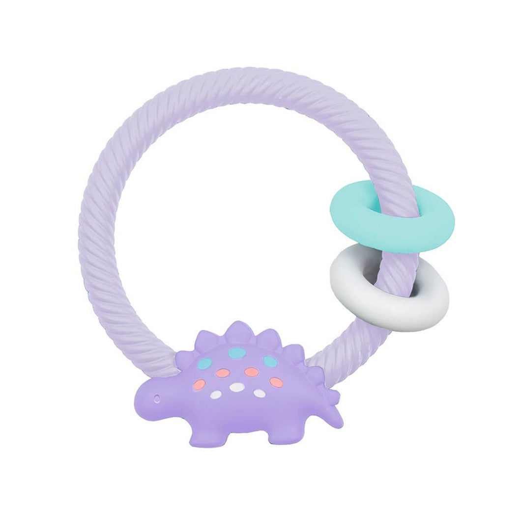 Lilac Dino Silicone Teether Rattle