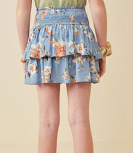 Blue Floral Tiered Skirt